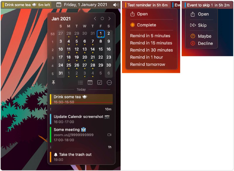 Calendr，开源macOS菜单栏日历，支持日程提醒，菜单界面自定义标签：#macOS #日历 #开源链接：点击下载⭐频道   😮群聊   ✏投稿   🔥合作